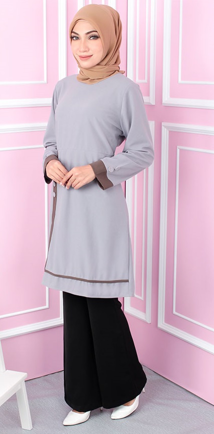 QA-557 WOMEN'S BLOUSE GREY